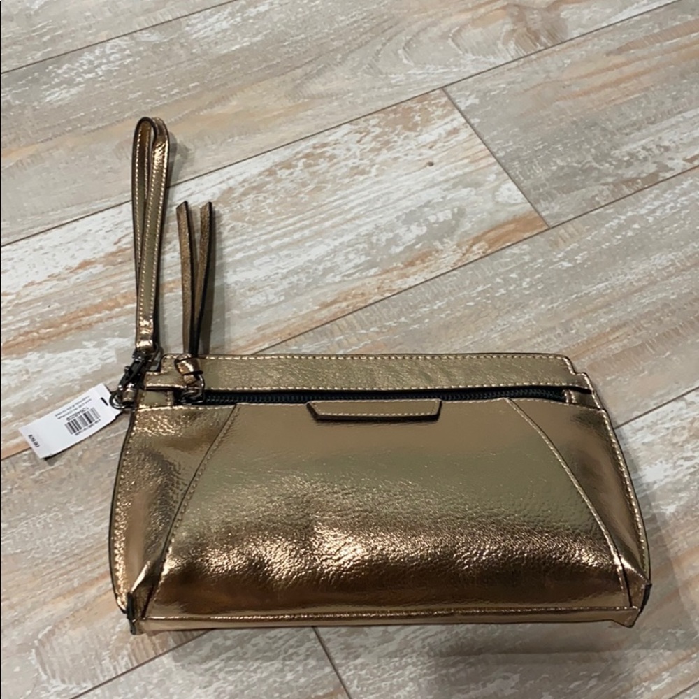 NWT rose gold Express clutch